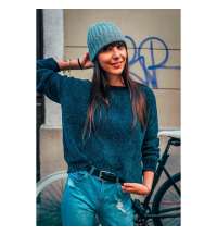 Шапка вязаная SHORE с отворотом из материала rPET/рециклированного полиэстера