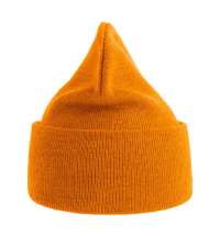 Шапка вязаная PURE  с отворотом из пряжи Polylana® горчичный