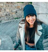 Шапка вязаная PURE  с отворотом из пряжи Polylana