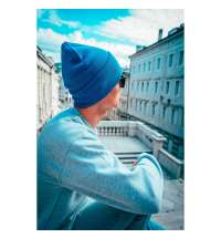 Шапка вязаная PURE  с отворотом из пряжи Polylana