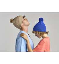 Шапка вязаная  двойная Wind-S с помпоном