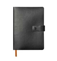 Ежедневник недатированный Stellar, А5, черный, кремовый блок  в линейку, с оранжевым обрезом
