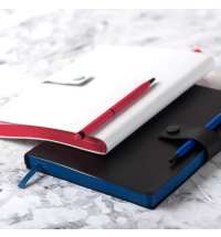 Ежедневник недатированный Stellar, А5, черный, кремовый блок  в линейку, с оранжевым обрезом