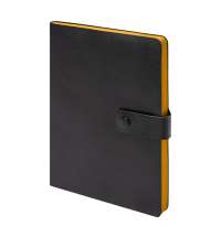 Ежедневник недатированный Stellar, А5, черный, кремовый блок  в линейку, с оранжевым обрезом