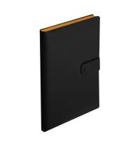 Ежедневник недатированный Stellar, А5, черный, кремовый блок  в линейку, с оранжевым обрезом