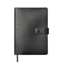 Ежедневник недатированный Stellar, А5, черный, кремовый блок  в линейку, с зеленым обрезом