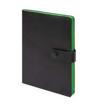 Ежедневник недатированный Stellar, А5, черный, кремовый блок  в линейку, с зеленым обрезом