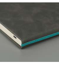 Ежедневник недатированный Muse, темно-серый, А5, с бирюзовой декоративной полосой, блок в линейку