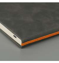 Ежедневник недатированный Muse, темно-серый, А5, с оранжевой декоративной полосой, блок в линейку