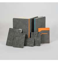 Ежедневник недатированный Muse, темно-серый, А5, с оранжевой декоративной полосой, блок в линейку