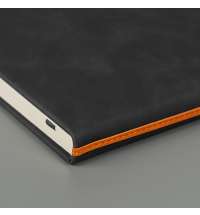 Ежедневник недатированный Muse, черный, формат А5, с оранжевой декоративной полосой, блок в линейку