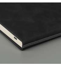 Ежедневник недатированный Muse,черный, формат А5, с декоративной серой полосой, блок в линейку