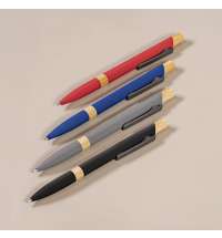 Ручка шариковая FRESCO  серый/темно-серый, металл, пластик, ,бамбук, софт-покрытие