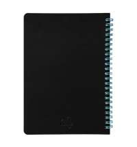 Блокнот на двойной пружине HELIX, 143 х 205 мм, черный с голубым, блок в линейку