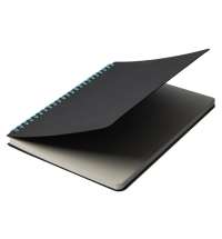 Блокнот на двойной пружине HELIX, 143 х 205 мм, черный с голубым, блок в линейку