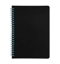 Блокнот на двойной пружине HELIX, 143 х 205 мм, черный с голубым, блок в линейку