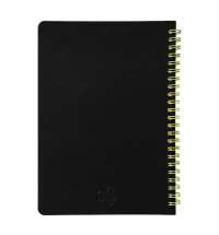 Блокнот на двойной пружине HELIX, 143 х 205 мм, черный с желтым, блок в линейку
