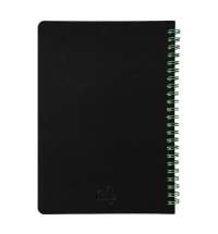 Блокнот на двойной пружине HELIX, 143 х 205 мм, черный с зелёным, блок в линейку