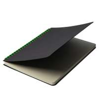 Блокнот на двойной пружине HELIX, 143 х 205 мм, черный с зелёным, блок в линейку