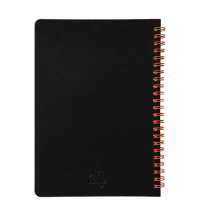 Блокнот на двойной пружине HELIX, 143 х 205 мм, черный с красным, блок в линейку