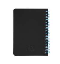 Блокнот на двойной пружине HELIX MINI, 105 х 150  мм, черный с голубым, блок в клетку