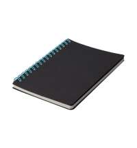 Блокнот на двойной пружине HELIX MINI, 105 х 150  мм, черный с голубым, блок в клетку