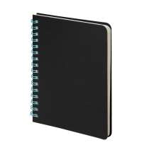 Блокнот на двойной пружине HELIX MINI, 105 х 150  мм, черный с голубым, блок в клетку