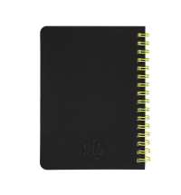 Блокнот на двойной пружине HELIX MINI, 105 х 150  мм, черный с желтым, блок в клеткуБлокнот HELIX MINI