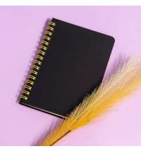 Блокнот на двойной пружине HELIX MINI, 105 х 150  мм, черный с желтым, блок в клеткуБлокнот HELIX MINI