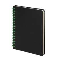 Блокнот на двойной пружине HELIX MINI, 105 х 150  мм, черный с зелёным, блок в клетку