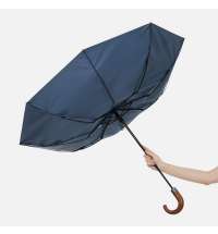 Зонт складной Classic, темно-синий с темной ручкой