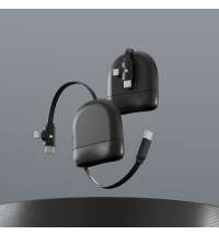 Кабель Xoopar ICE-R с ретрактором 2 в 1, разъёмы USB-C и Lightning, 60 Вт