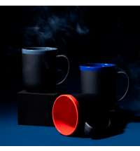 Кружка Barrel, софт-тач, чёрно-синяя