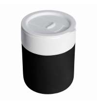 Кружка кермическая Silvia с силиконовой манжетой, белая-чёрная