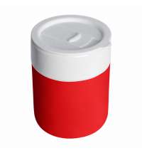 Кружка кермическая Silvia с силиконовой манжетой, белая-красная