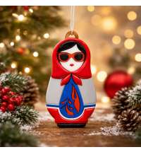 Ёлочная игрушка Матрёшка с узорами