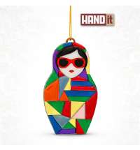 Ёлочная игрушка Матрешка с мозаикой
