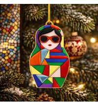 Ёлочная игрушка Матрешка с мозаикой