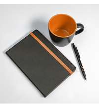 Набор подарочный HYPER: кружка, ежедневник, ручка; черный/оранжевый