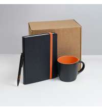 Набор подарочный HYPER: кружка, ежедневник, ручка; черный/оранжевый