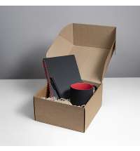 Набор подарочный FLAME: блокнот, ручка, кружка; черный/красный