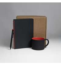 Набор подарочный FLAME: блокнот, ручка, кружка; черный/красный
