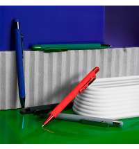 Ручка шариковая FACTOR COLOR со стилусом, серый, металл, пластик, софт-покрытие