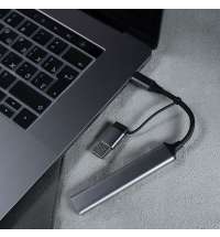 USB-хаб BRANCH 4 в 1, серый, алюминий