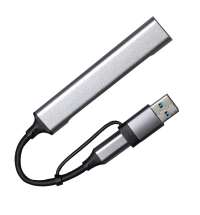 USB-хаб BRANCH 4 в 1, серый, алюминий