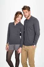 Рубашка поло женская с длинным рукавом PERFECT LSL WOMEN, черный меланж