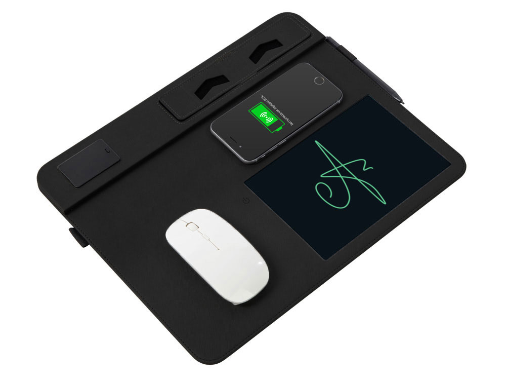 Многофункциональный коврик для мыши &laquo;Multi Pad&raquo; с беспроводной зарядкой и LCD экраном, 10 Вт