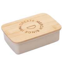 Ланч-бокс &laquo;Lunch&raquo; из пшеничного волокна с бамбуковой крышкой с гравировкой