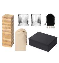 Подарочный набор с бокалами, камнями для виски и дженгой