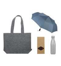 Подарочный набор с зонтом и термобутылкой в шопере